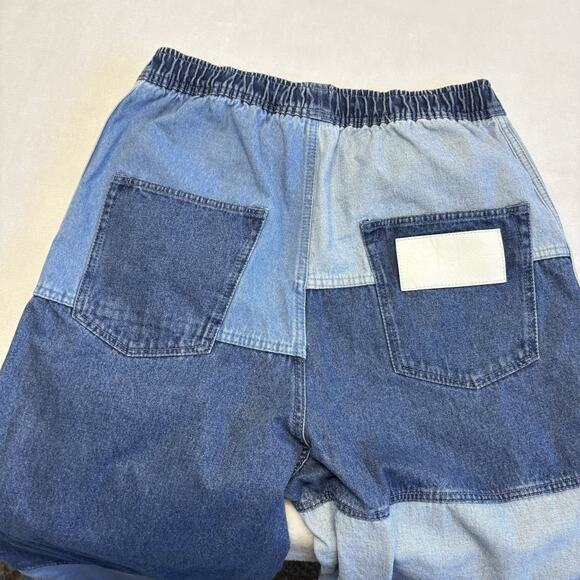 Adidas X KSENIASCHNAIDER Patchwork Wide Leg Denim High Rise Blue Jeans Size L - Picture 16 of 16
